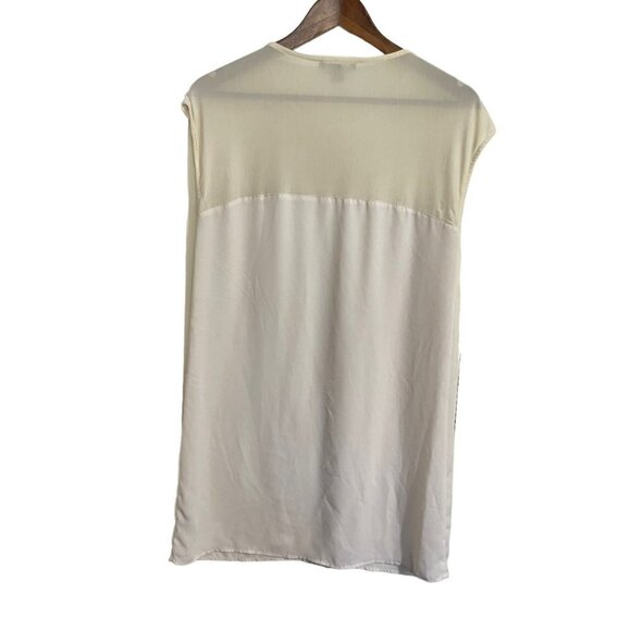 Forever 21 Womens Cream Beaded Embellished Mesh Neck Sleeveless Blouse Small - Picture 5 of 5